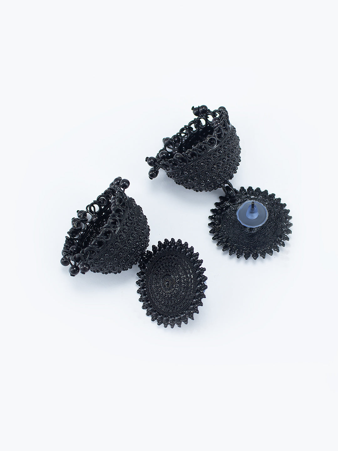 Black Artificial Stones Studded Jhumka Earrings