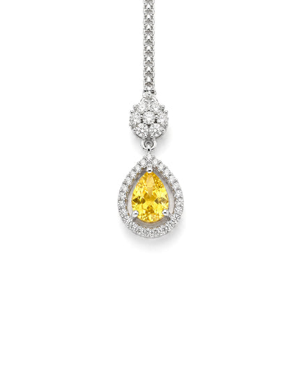 Silver Plated Yellow AD Maang Tikka for Girls