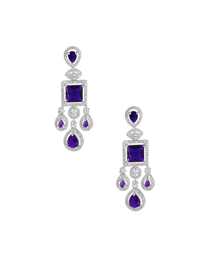 American Diamond Purple 2 Layer Designer Jewellery Set For Women And Girls