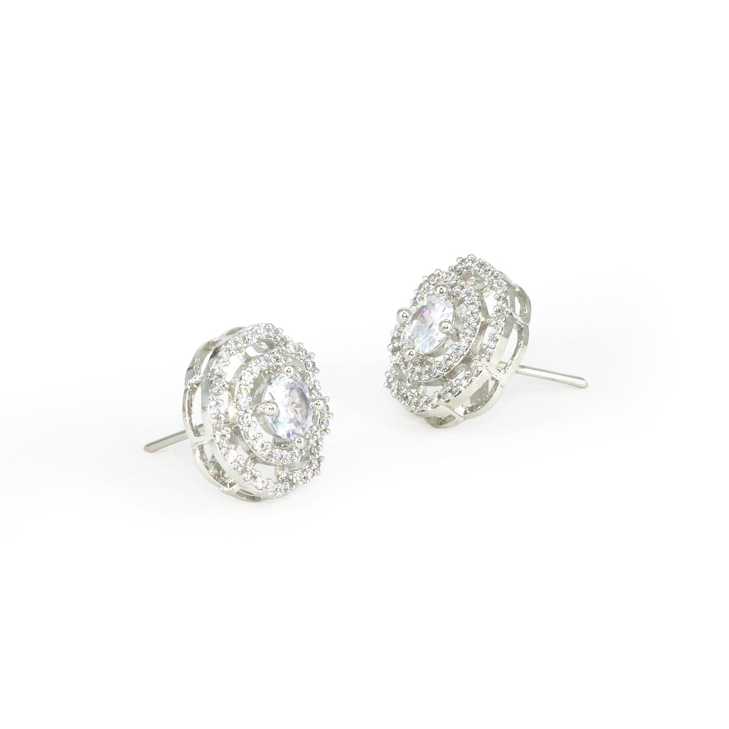 Rhodium Plated AD Studs Earrings for Women