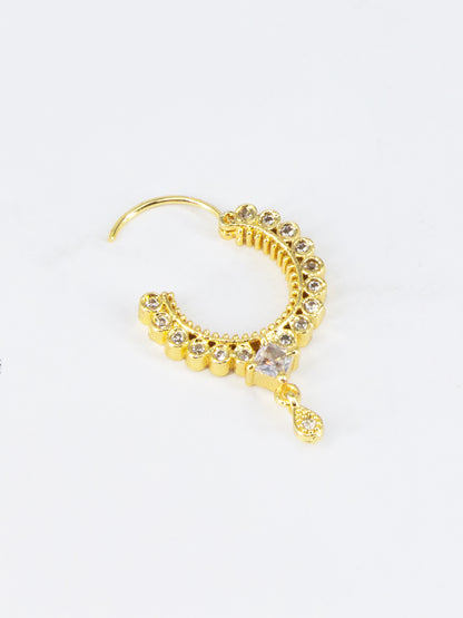 Gold Plated AD Maharashtrian Nose Ring for Women