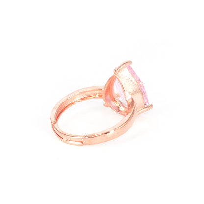 Rose Gold Plated Pink AD Finger Ring for Women