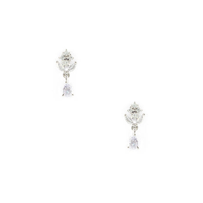 Rhodium Plated AD Minimal Drop Earrings for Women