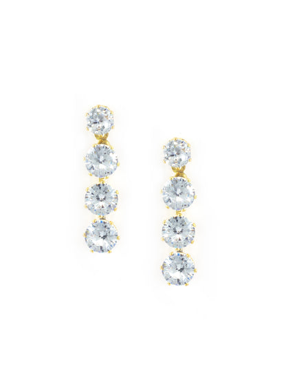 Gold Plated Round White AD Drop Earrings for Women