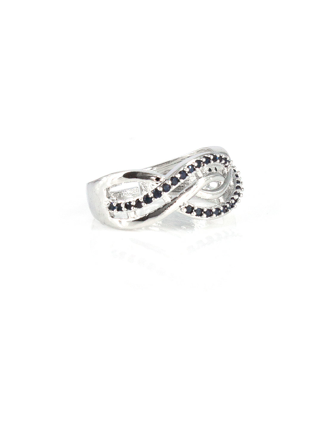 Silver Plated AD Blue Minimal Adjustable Band Ring