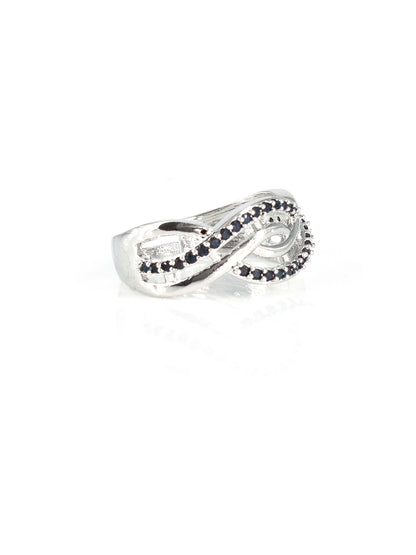 Silver Plated AD Blue Minimal Adjustable Band Ring