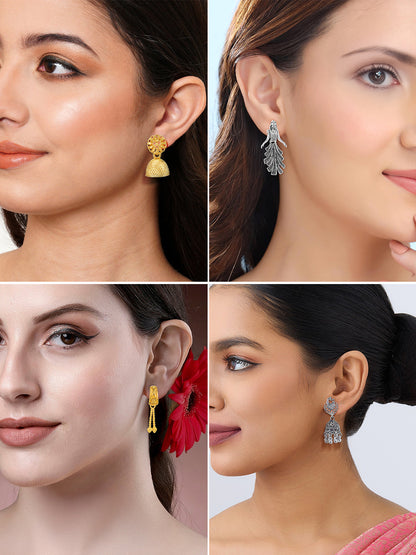 Pack of Eight Jhumki & Drop Earrings