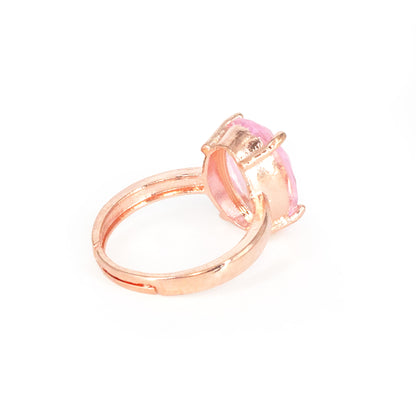 Rose Gold Plated Pink AD Finger Ring for Women