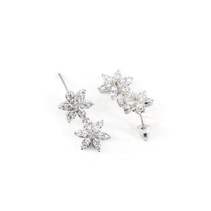 Silver Plated American Diamond Floral Jewellery Set for Women
