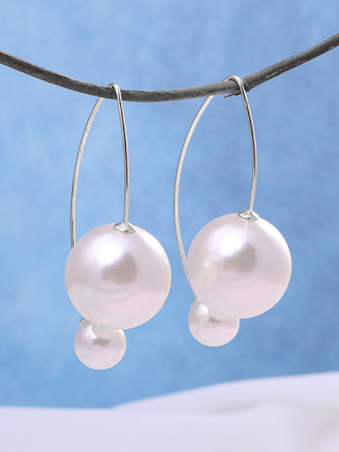 White Beads Drop Earrings