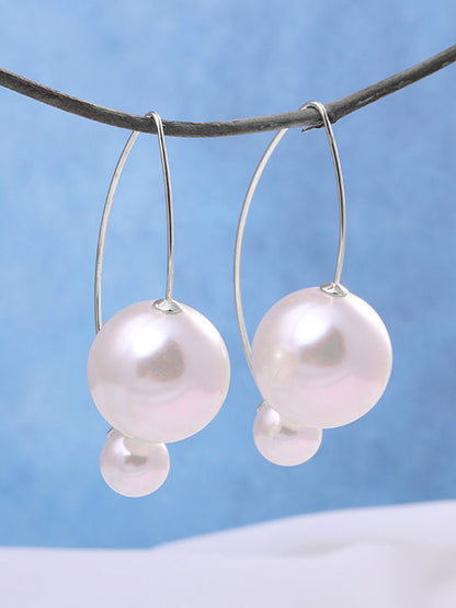 White Beads Drop Earrings