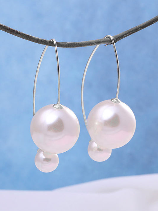 White Beads Drop Earrings