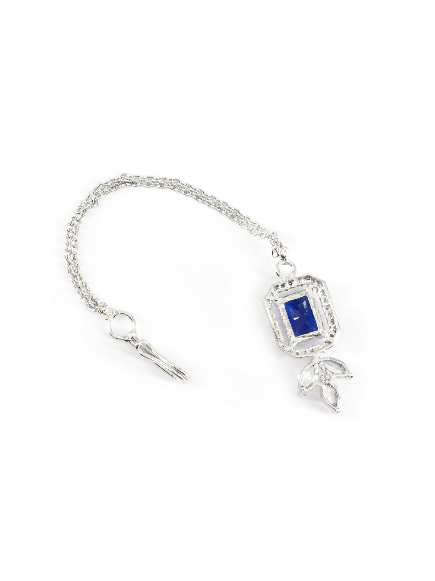 Rhodium Plated Blue AD Maang Tikka