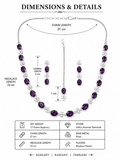 Silver Plated Purple AD Jewellery Set for Women