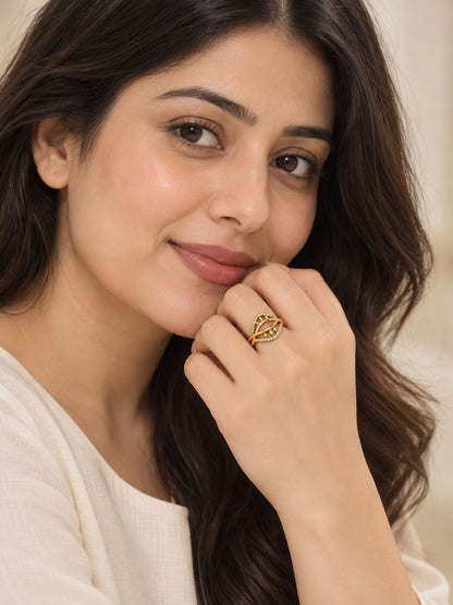 22K Gold Plated AD Finger Ring for Women