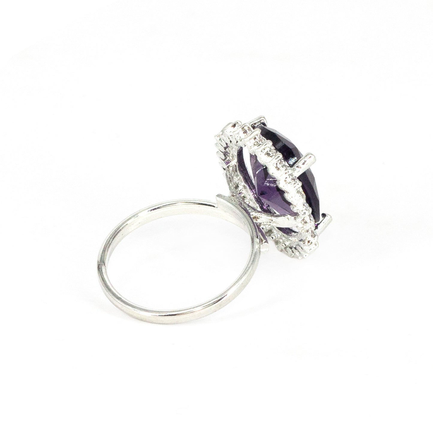 Silver Plated Purple AD Finger Ring for Women