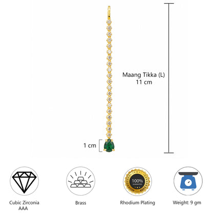 Gold Plated Green AD Teardrop Maang Tikka for Women
