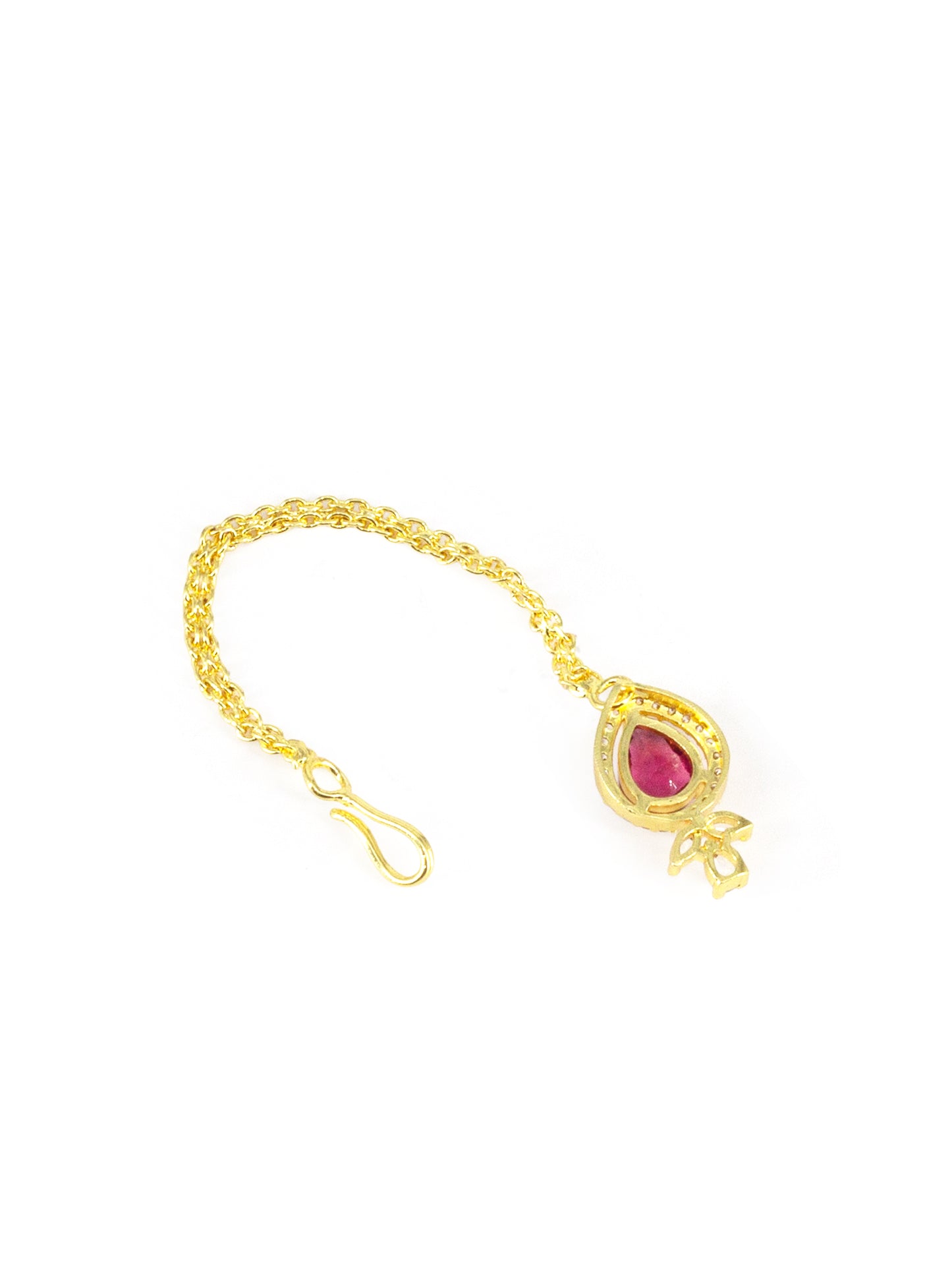 Gold Plated Red American Diamond Maang Tikka for Women