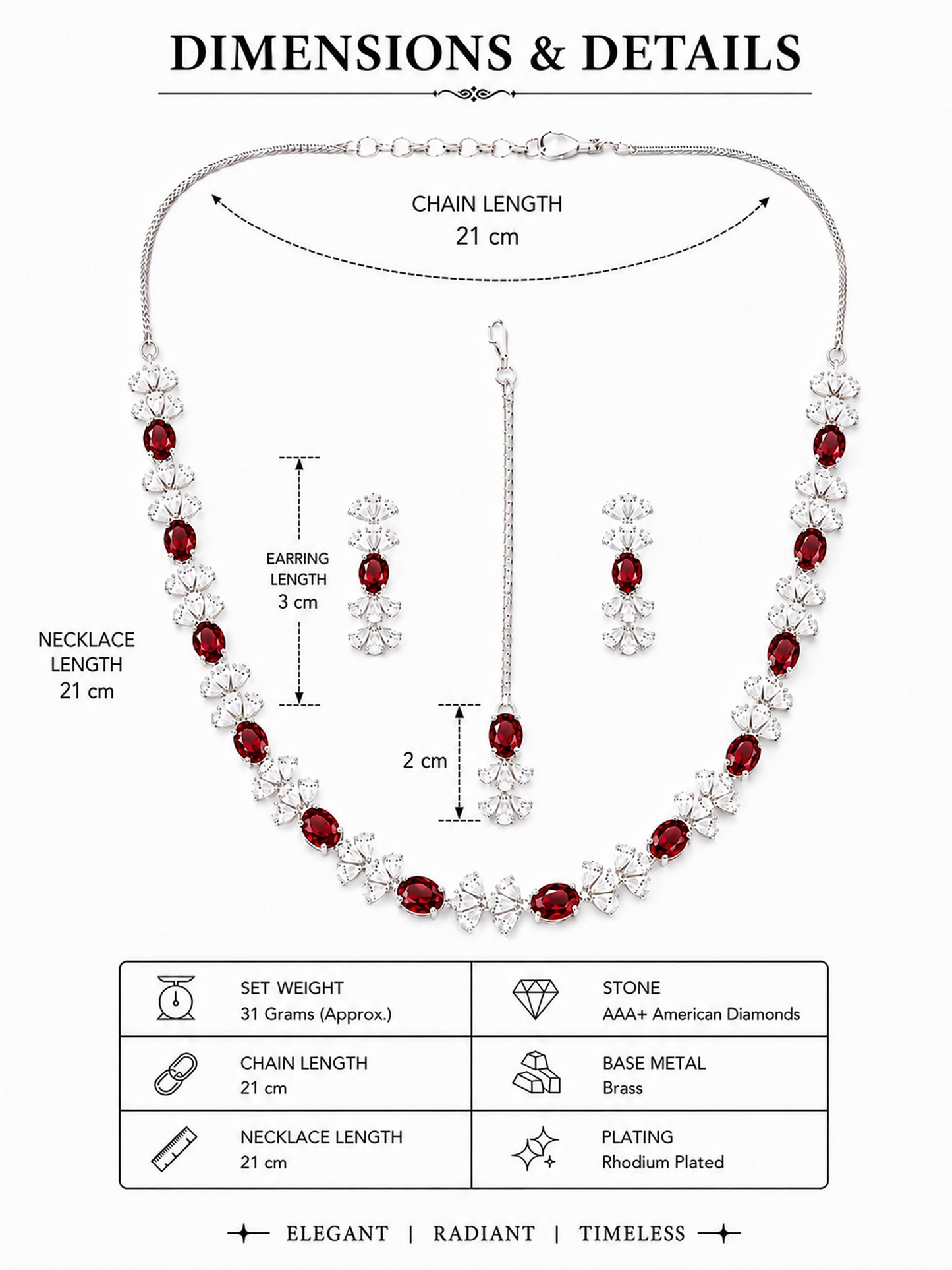 Silver Plated Red AD Jewellery Set for Women