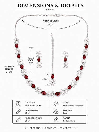 Silver Plated Red AD Jewellery Set for Women