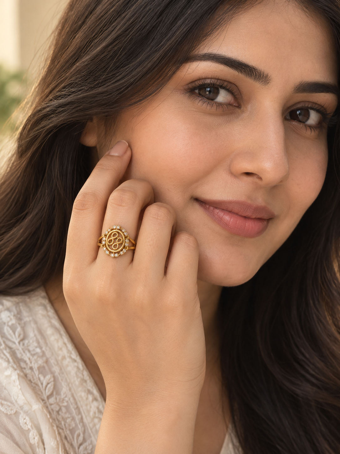 22K Gold Plated AD Finger Ring for Women