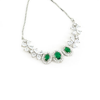 Silver Plated Green AD Adjustable Bracelet for Women