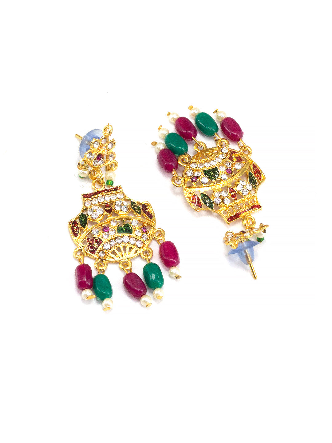 Peacock Artificial Stone & Beads Jewellery Set