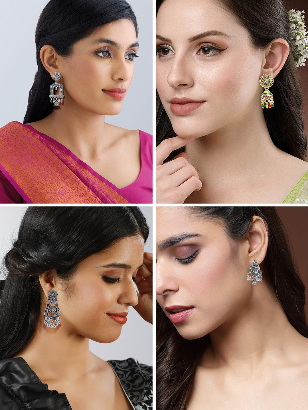Pack of Eight Multicolour Jhumki & Drop Earrings