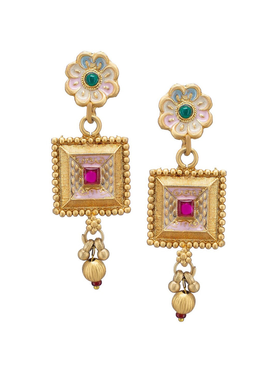 Square Artificial Stones & Beads Jewellery Set