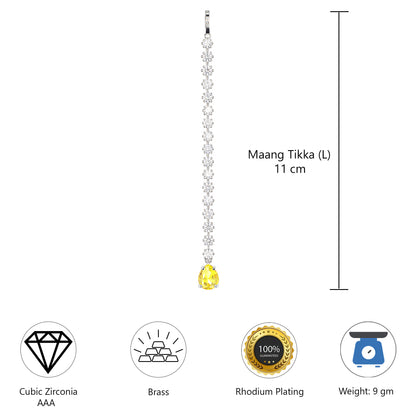 Rhodium Plated Yellow AD Maang Tikka for Women
