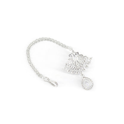 Silver Plated White AD Maang Tikka for Women