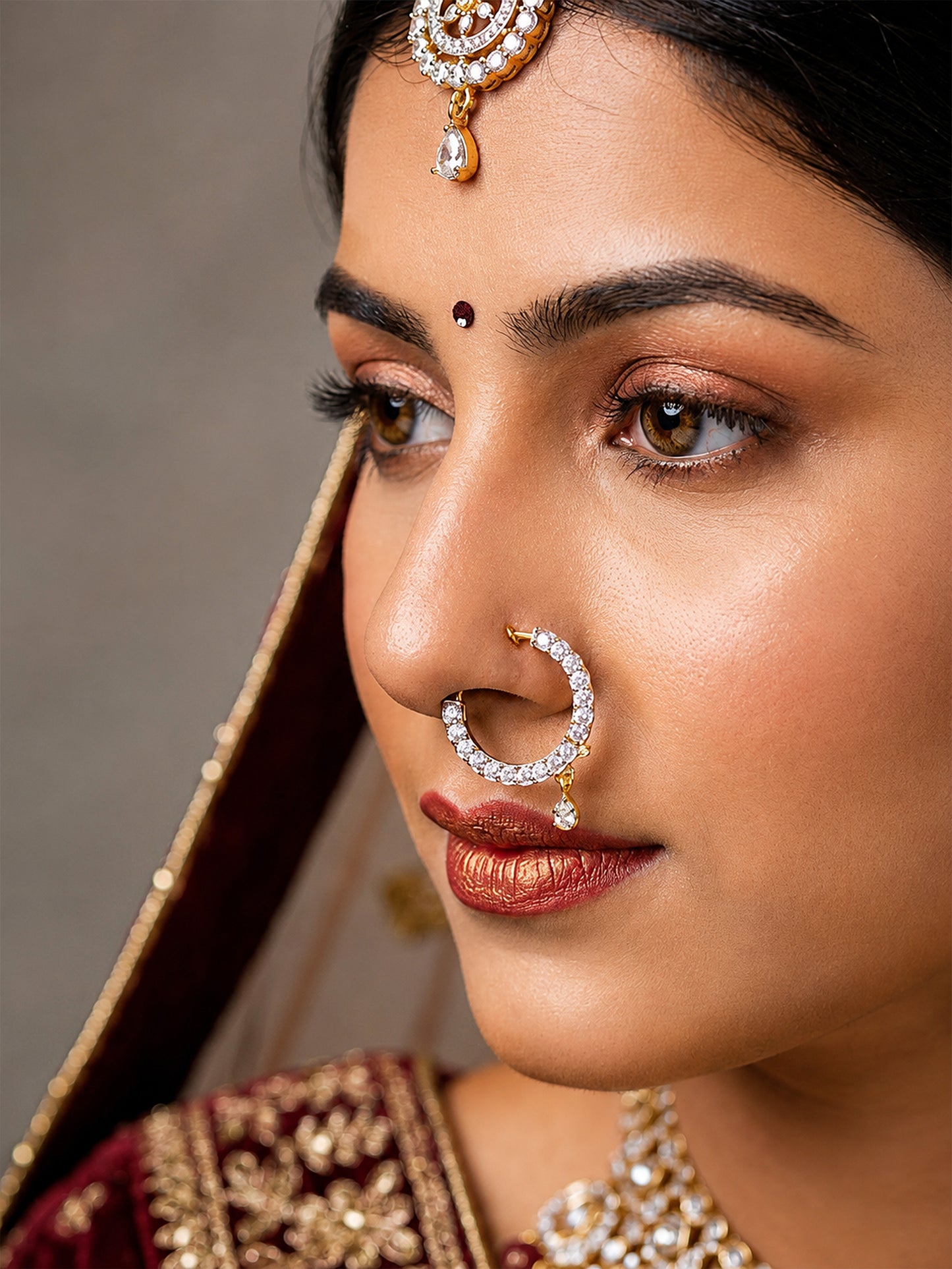 Gold Plated AD Large Nosering for Women
