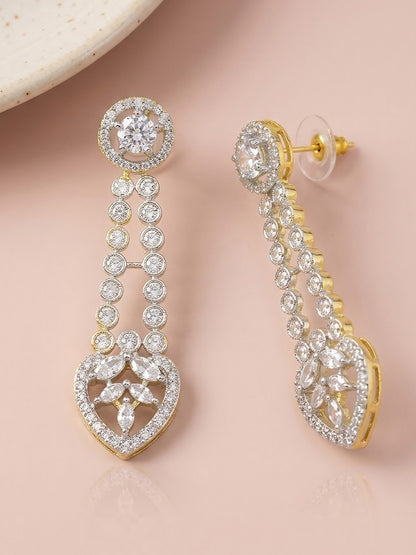 Gold Plated AD Drop Earrings for Women