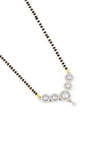 Silver Plated American Diamond Studded Mangalsutra for Women