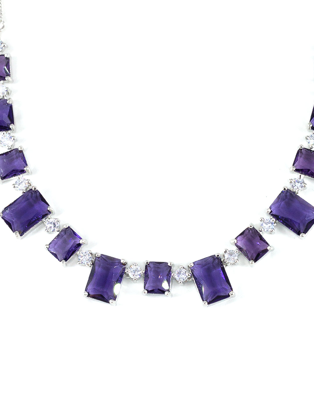 Purple Square Trendy American Diamond Jewellery Set