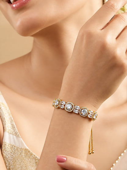 Antique Gold Plated AD Adjustable Bracelet for Women