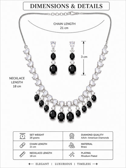 Silver Plated Black AD Choker Set for Women
