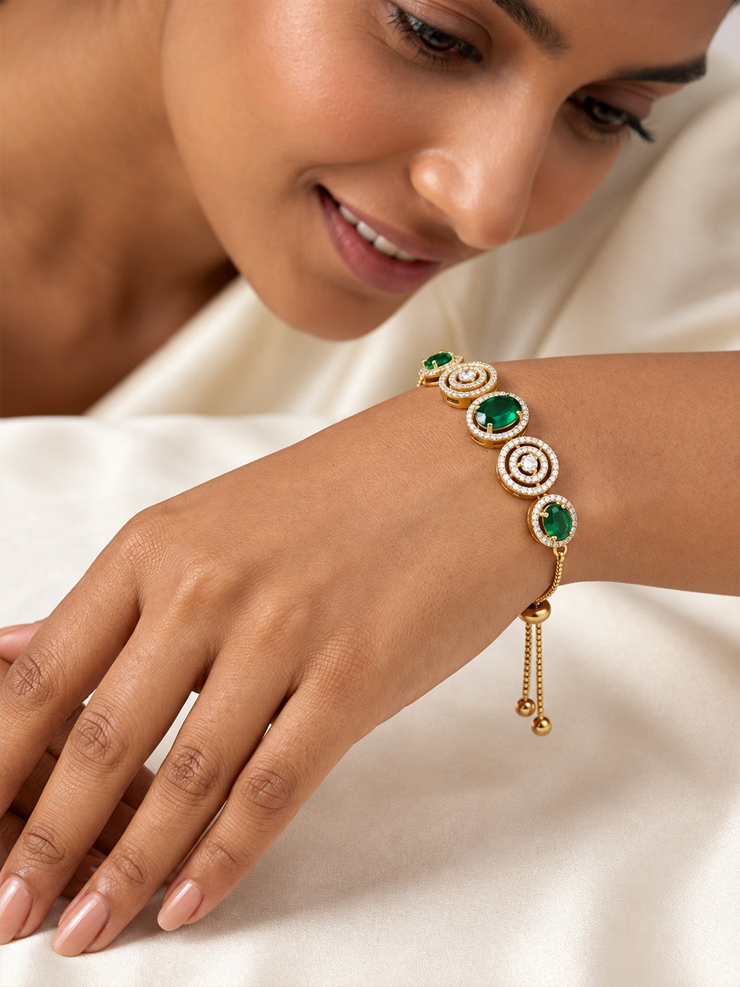 Antique Gold Plated Green AD Bracelet for Women