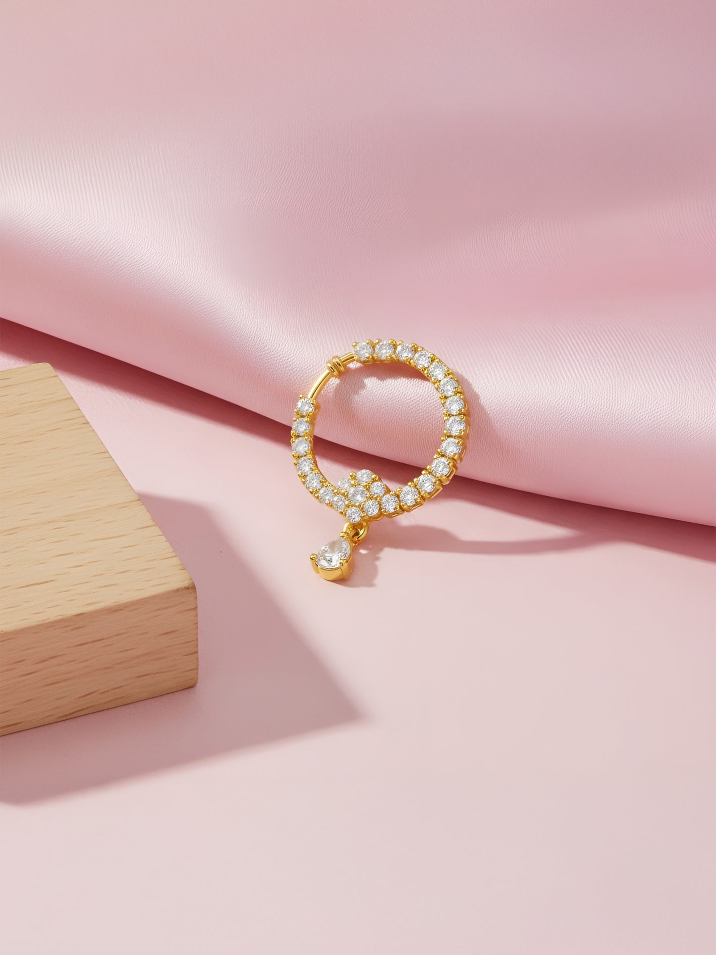 Gold Plated American Diamond Bridal Non-piercing Nose Ring for Women