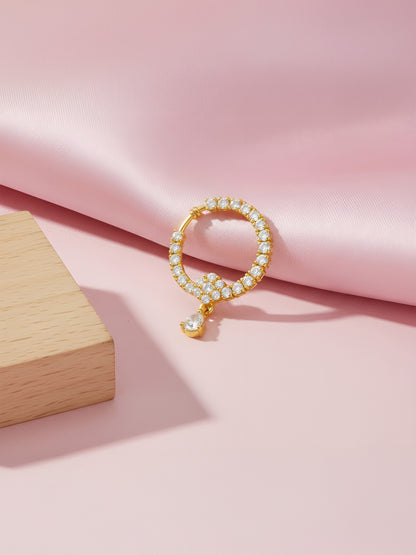 Gold Plated American Diamond Bridal Non-piercing Nose Ring for Women