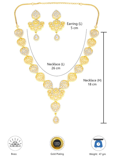 Gold Plated Floral AD Designer Jewellery Set