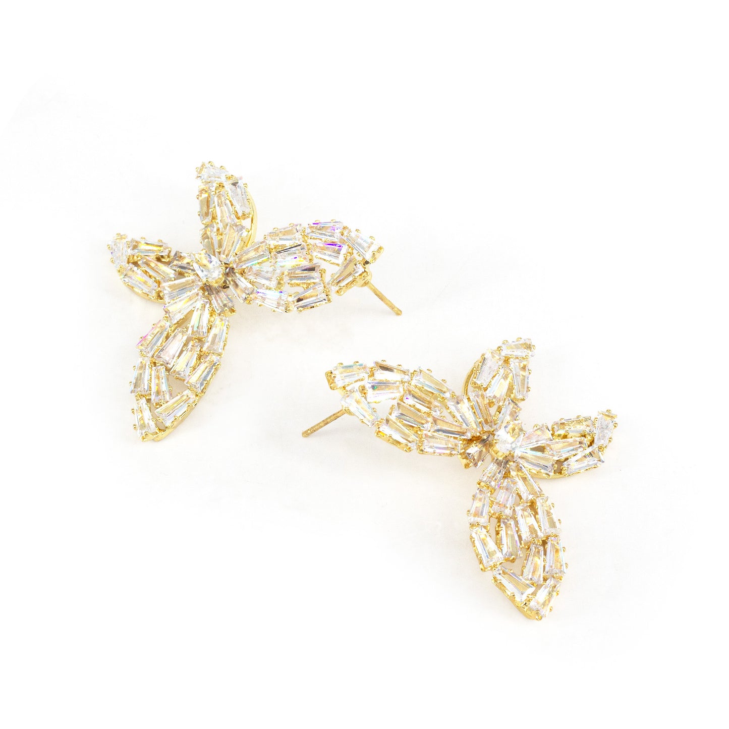 Gold Plated Cubic Zirconia Butterfly Earrings for Women