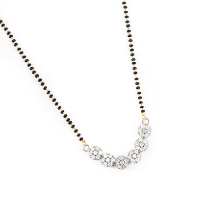 Silver Plated AD Floral Mangalsutra for Women