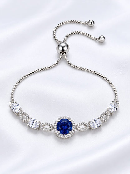 Silver Plated Blue AD Adjustable Bracelet for Women