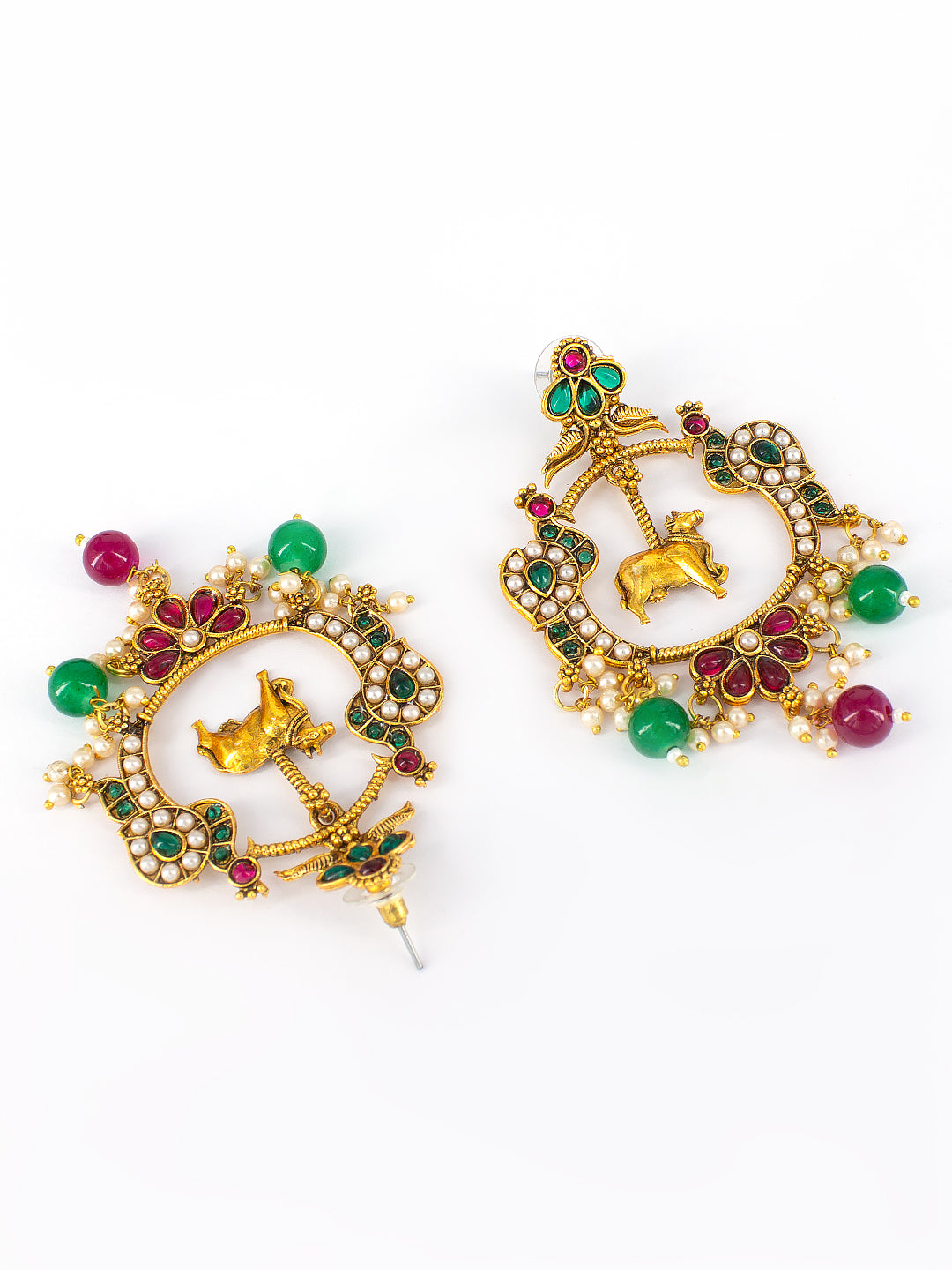 Green & Red Nandi Traditional Earrings
