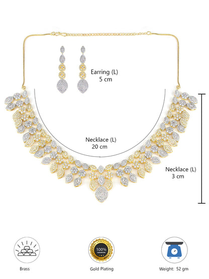Gold Plated AD Cocktail Jewellery Set For Women