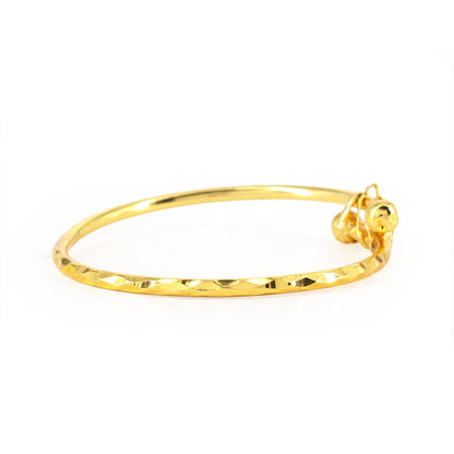 Gold Plated Floral Temple Bangle Bracelet for Women