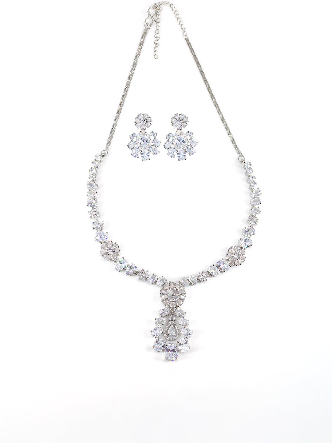 American Diamond Floral Designer Statement Jewellery Set