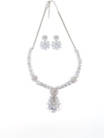 American Diamond Floral Designer Statement Jewellery Set