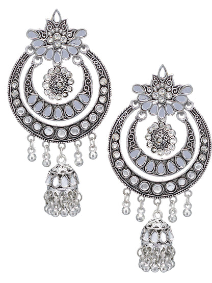 Pack of 2 Silver-Plated Teardrop Shaped Oxidised Earrings